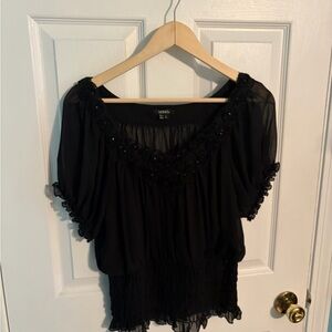 XOXO Elegant Black Sheer Blouse
